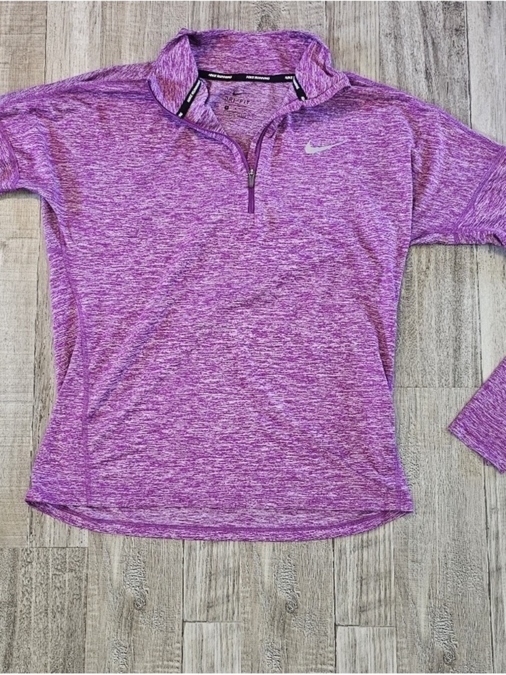 Nike Kids Long-Sleeve Heathered Purple Quarter-Zip Performance Top